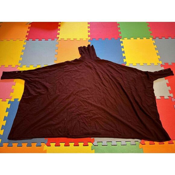 Alfani Brown Knit Turtleneck Button Sleeves Casual Poncho Medium - Picture 4 of 4